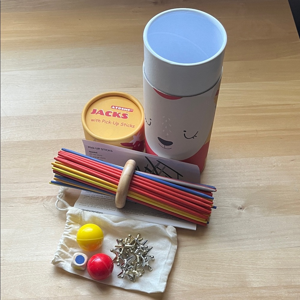 Jacks and Pick Up Sticks Game Set - Multicolor